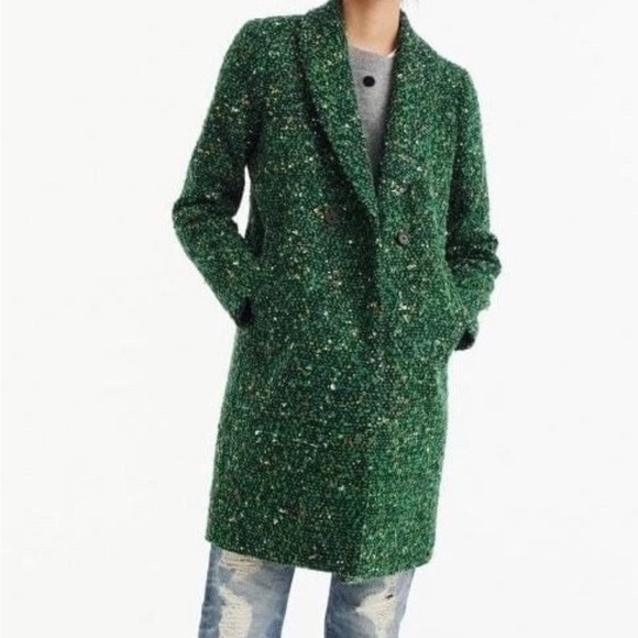 J. Crew DaphneTopcoat Italian Tweed Wool Green - Picture 2 of 12